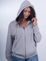 Cashmere hoodie woman grey