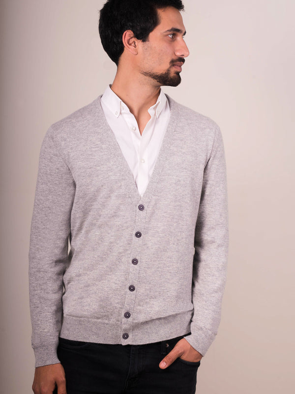 cashmere v-neck cardigan  grey